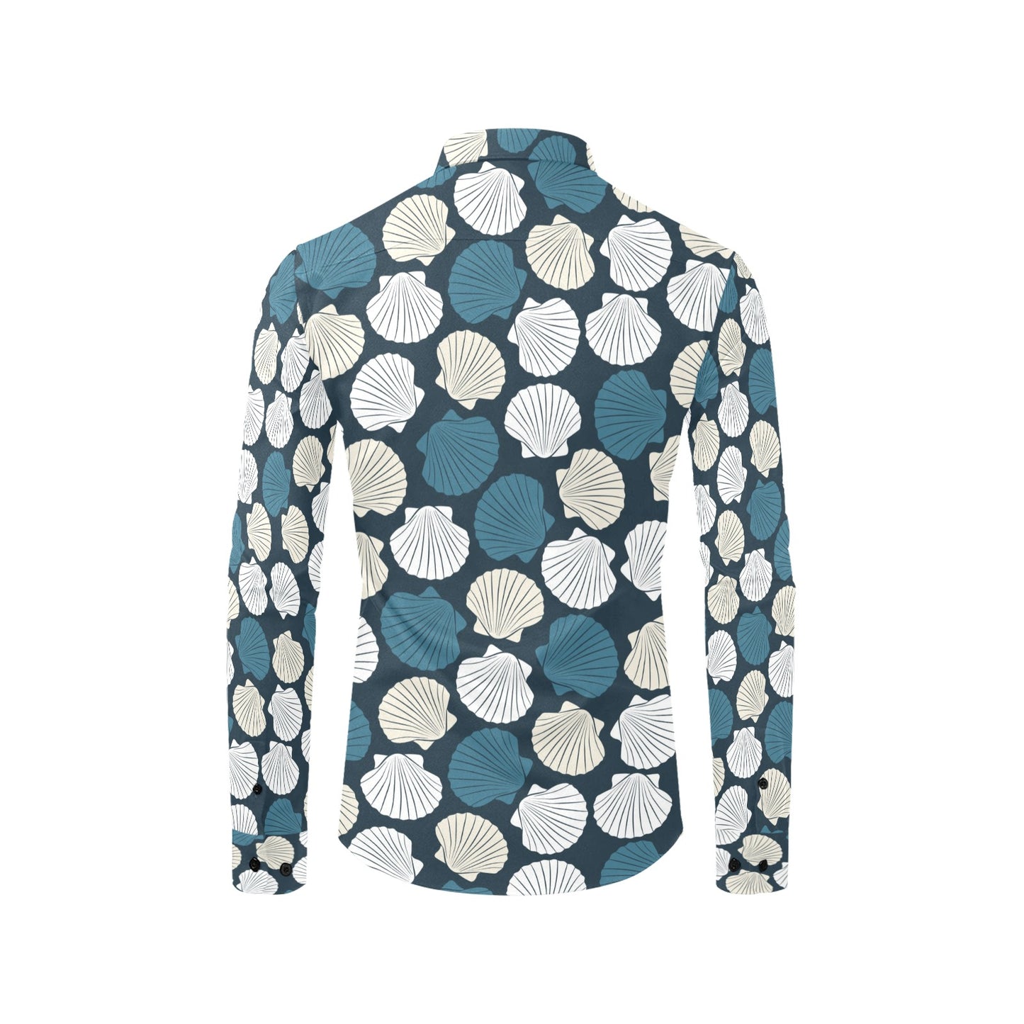 Seashell Print Design LKS3013 Men's Long Sleeve Dress Shirt