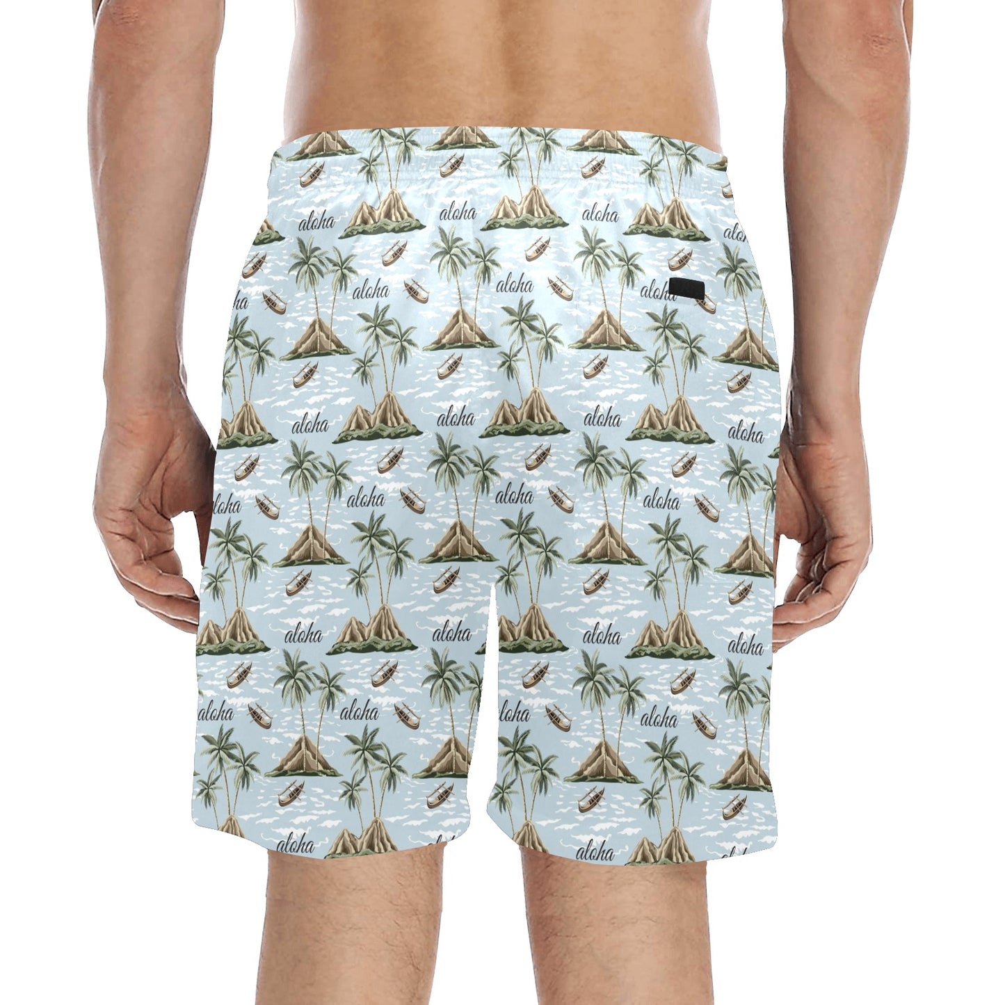 Aloha Hawaii island Design Themed Print Men's Swim Trunks Beach Shorts
