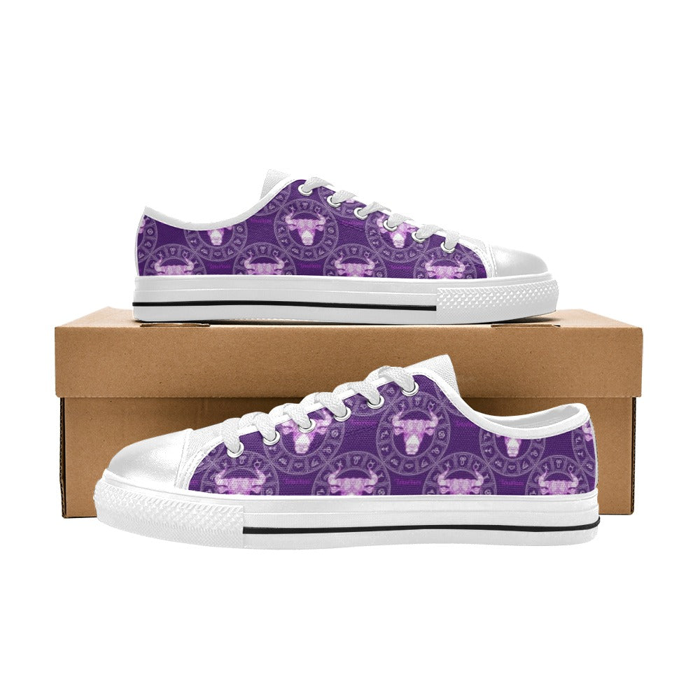 Taurus Print Design LKS303 Women's White Low Top Shoes