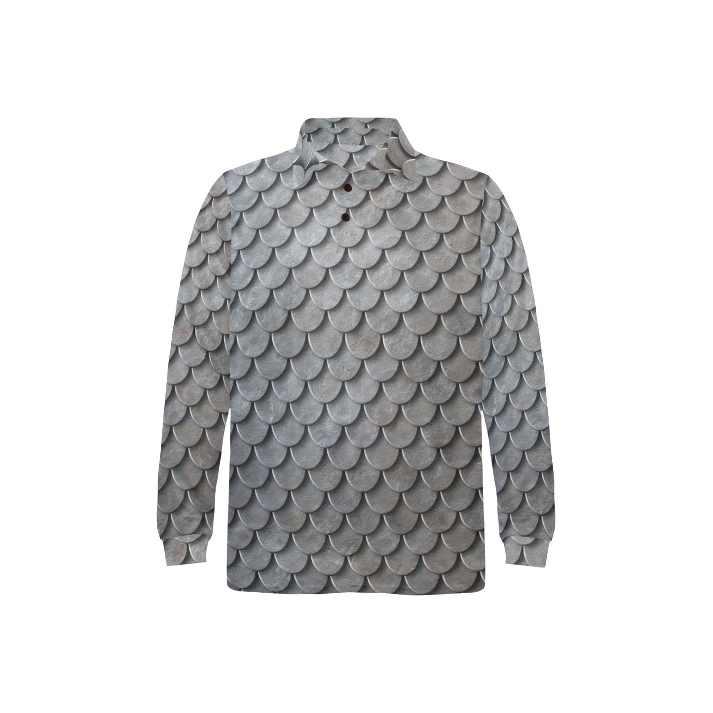 Armor Scales Pattern Print Design 03 Long Sleeve Polo Shirt For Men's