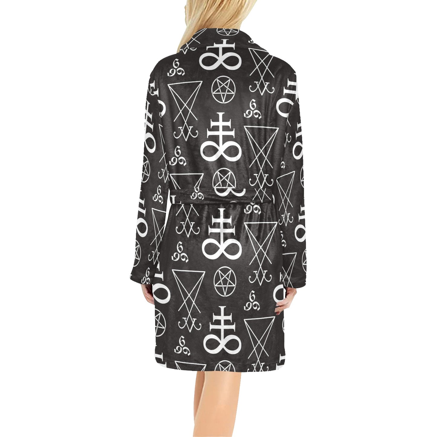Pentagram Pattern Print Design A04 Women's Fleece Robe