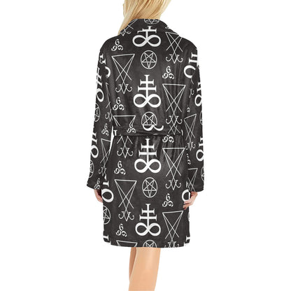Pentagram Pattern Print Design A04 Women's Fleece Robe