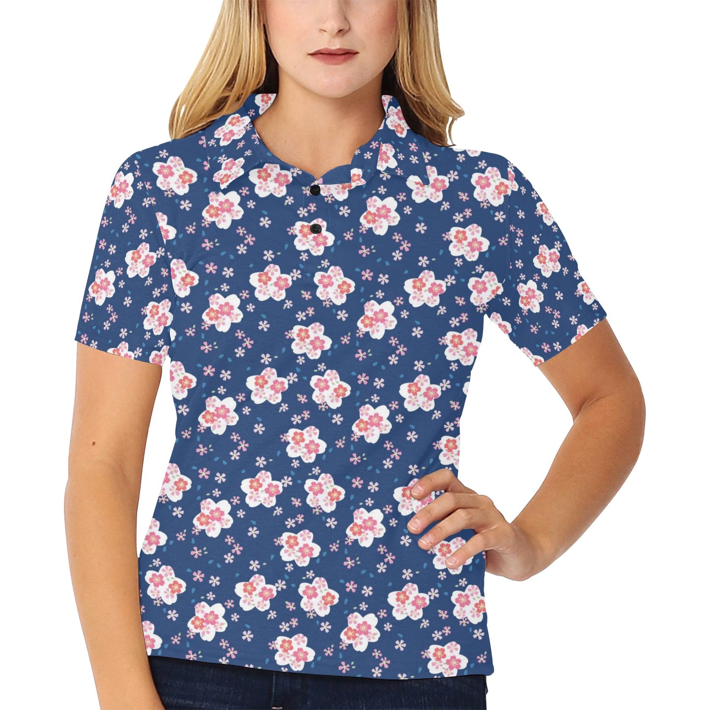 Sakura Print Design LKS306 Women's Polo Shirt