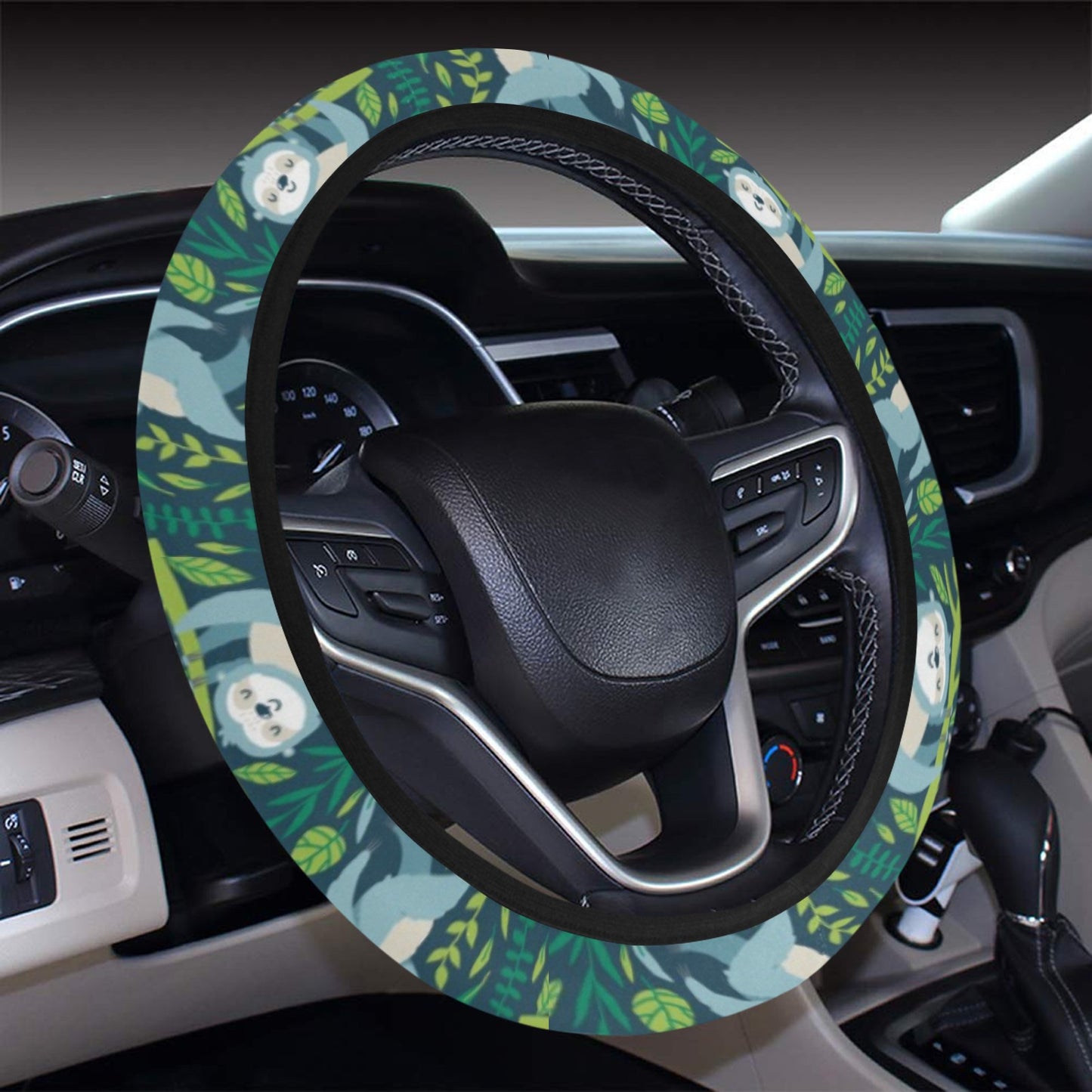 Sloth Print Design LKS304 Steering Wheel Cover with Elastic Edge