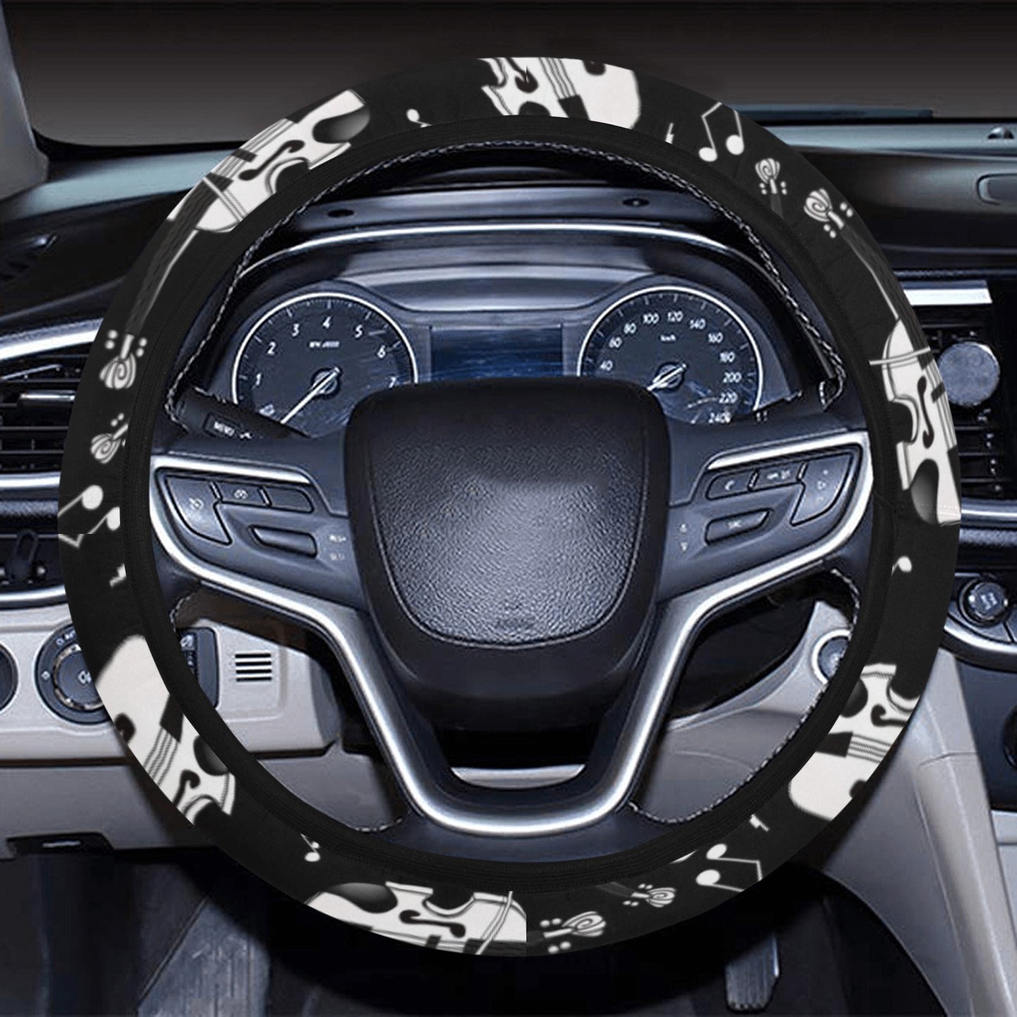 Violin Print Design LKS404 Steering Wheel Cover with Elastic Edge