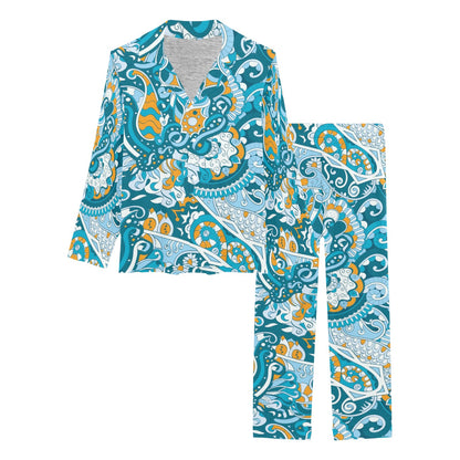 Funky Retro Pattern Print Design A03 Women's Long Pajama Set