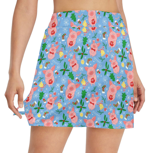Pig Print Design LKS404 17" Golf & Pickleball Skort with Pockets