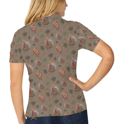 Thanksgiving Print Design LKS306 Women's Polo Shirt