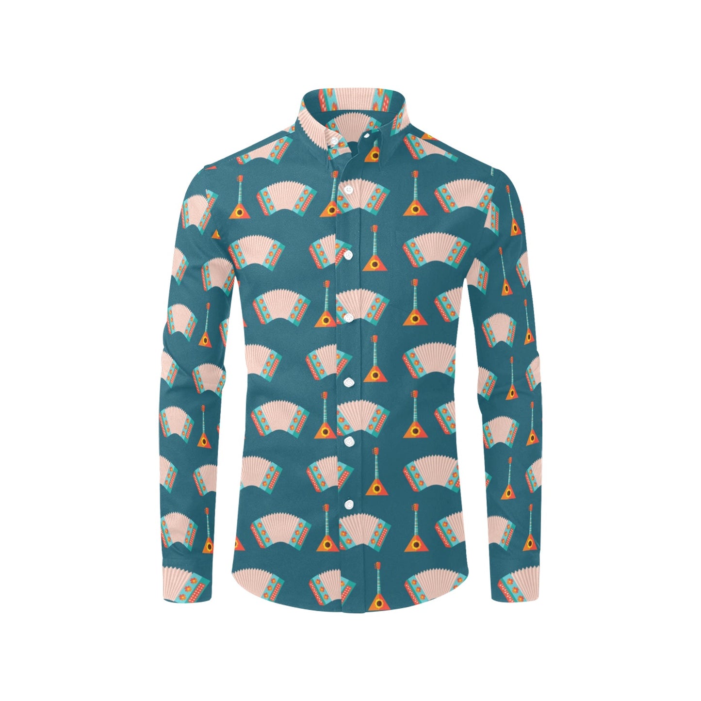 Accordion Print Design LKS402 Men's Long Sleeve Dress Shirt