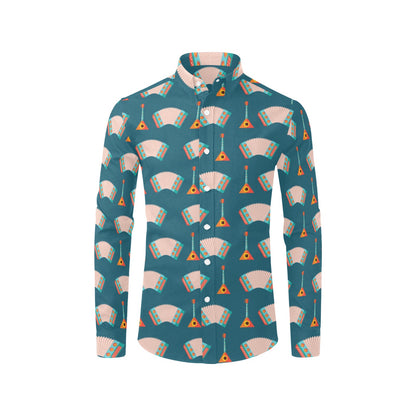 Accordion Print Design LKS402 Men's Long Sleeve Dress Shirt