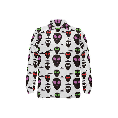 Alien Pattern Print Design 06 Long Sleeve Polo Shirt For Men's