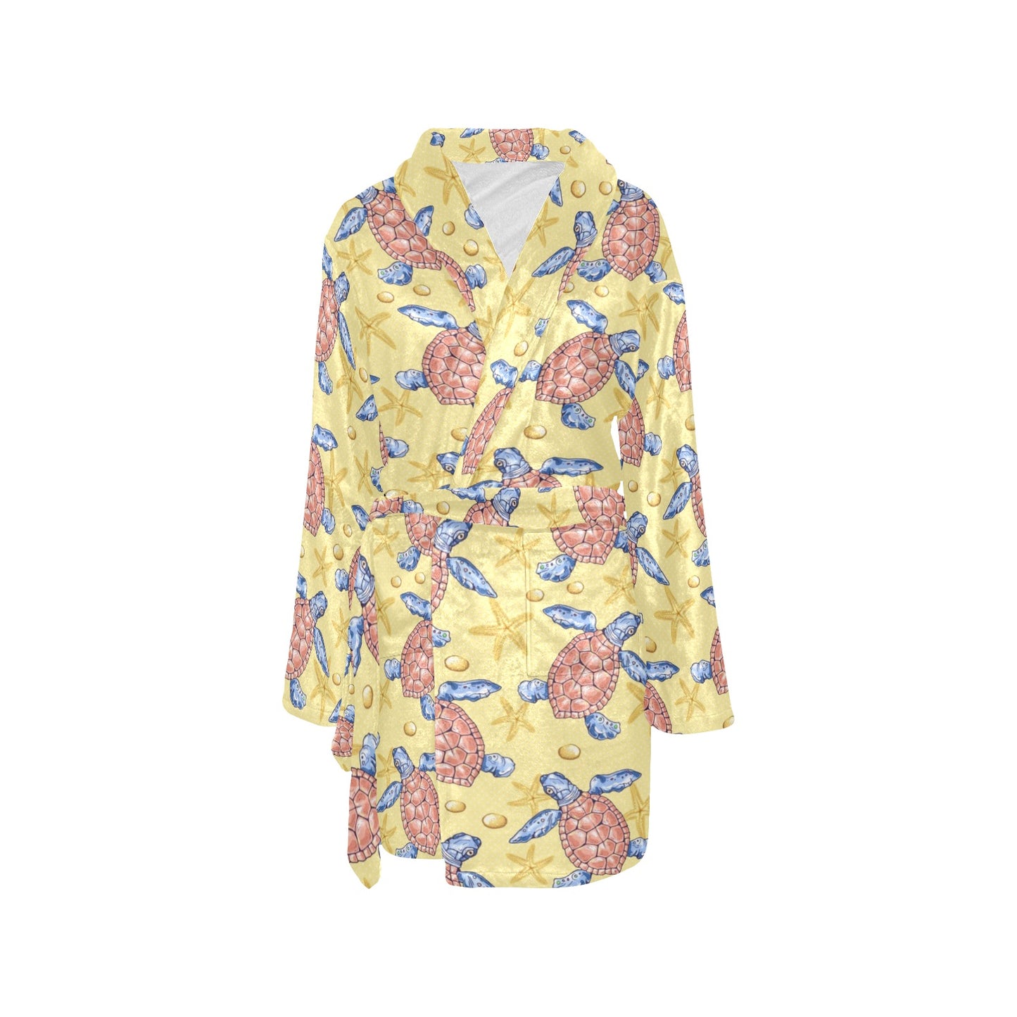 Sea Turtle Pattern Print Design T06 Women's Fleece Robe