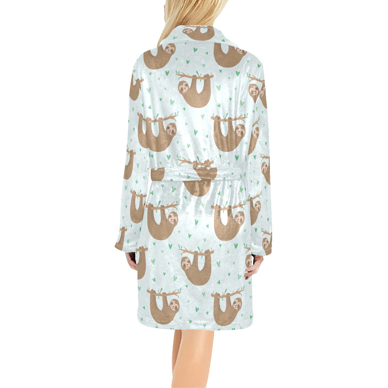 Sloth Print Design LKS308 Women's Fleece Robe