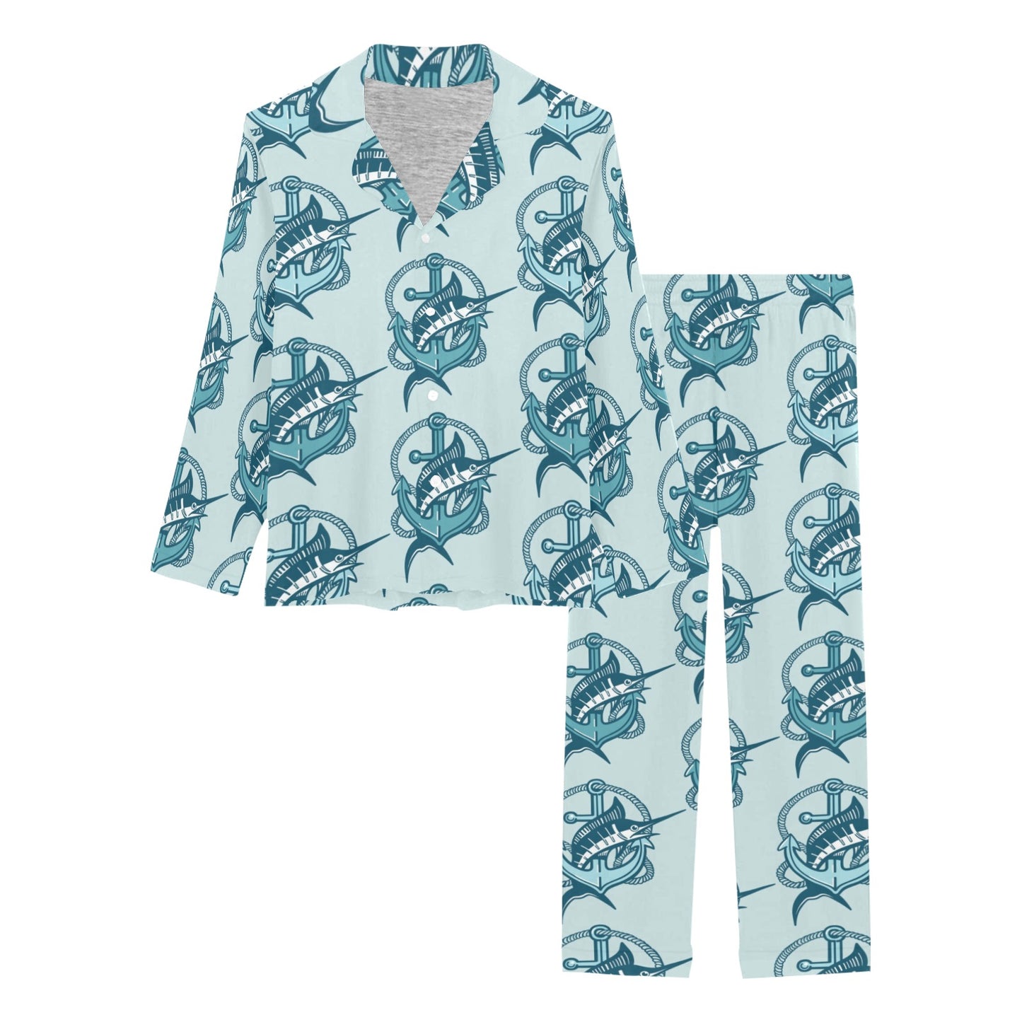 Swordfish Pattern Print Design 03 Women's Long Pajama Set