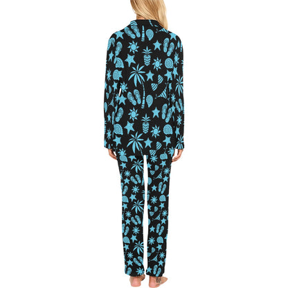 Beach Scene Pattern Print Design 03 Women's Long Pajama Set