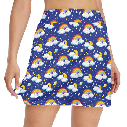 Rainbow Space Design Print 17" Golf & Pickleball Skort with Pockets