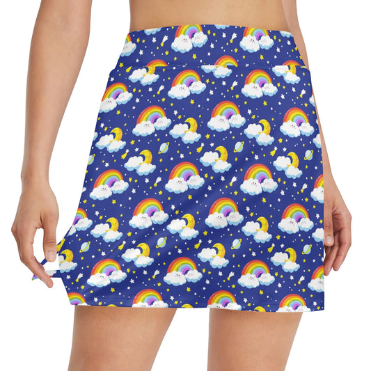 Rainbow Space Design Print 17" Golf & Pickleball Skort with Pockets