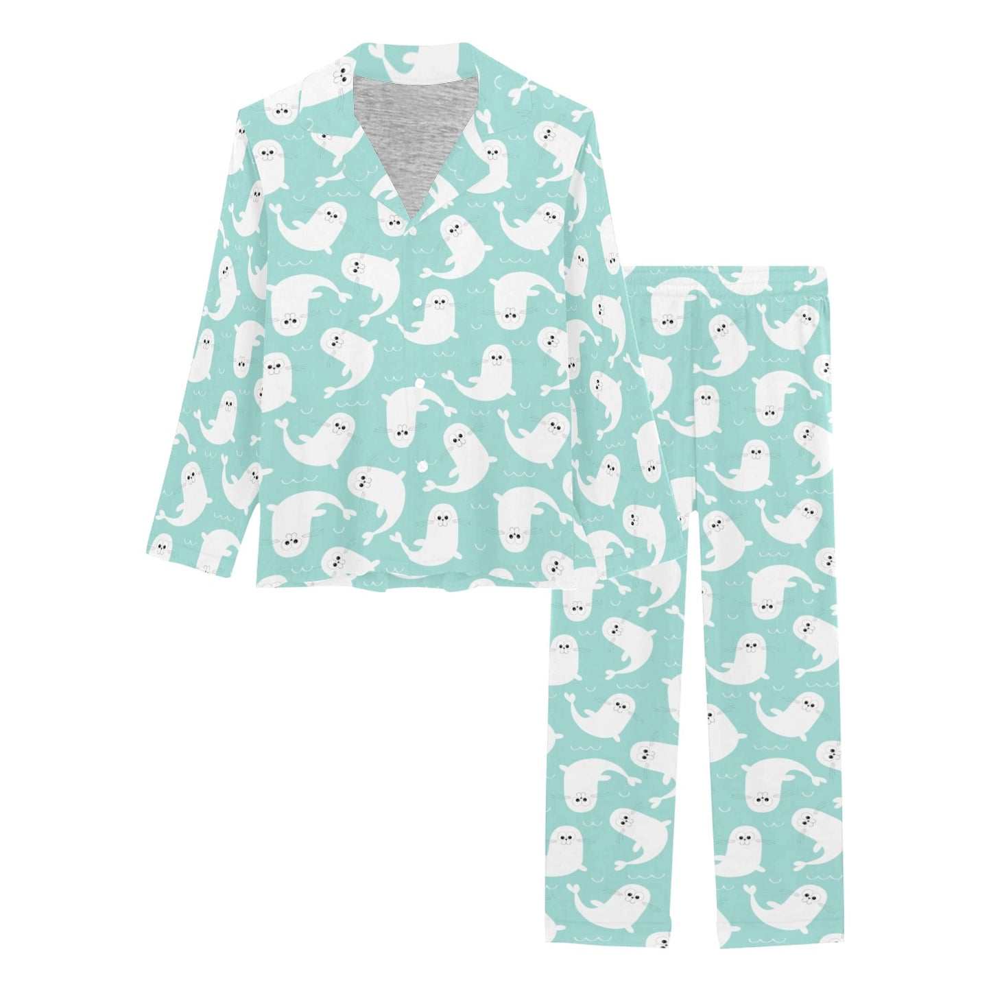 Sea Lion Print Design LKS401 Women's Long Pajama Set