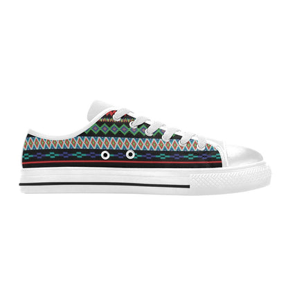 Southwest Pattern Print Design LKS302 Women's White Low Top Shoes