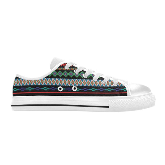 Southwest Pattern Print Design LKS302 Women's White Low Top Shoes
