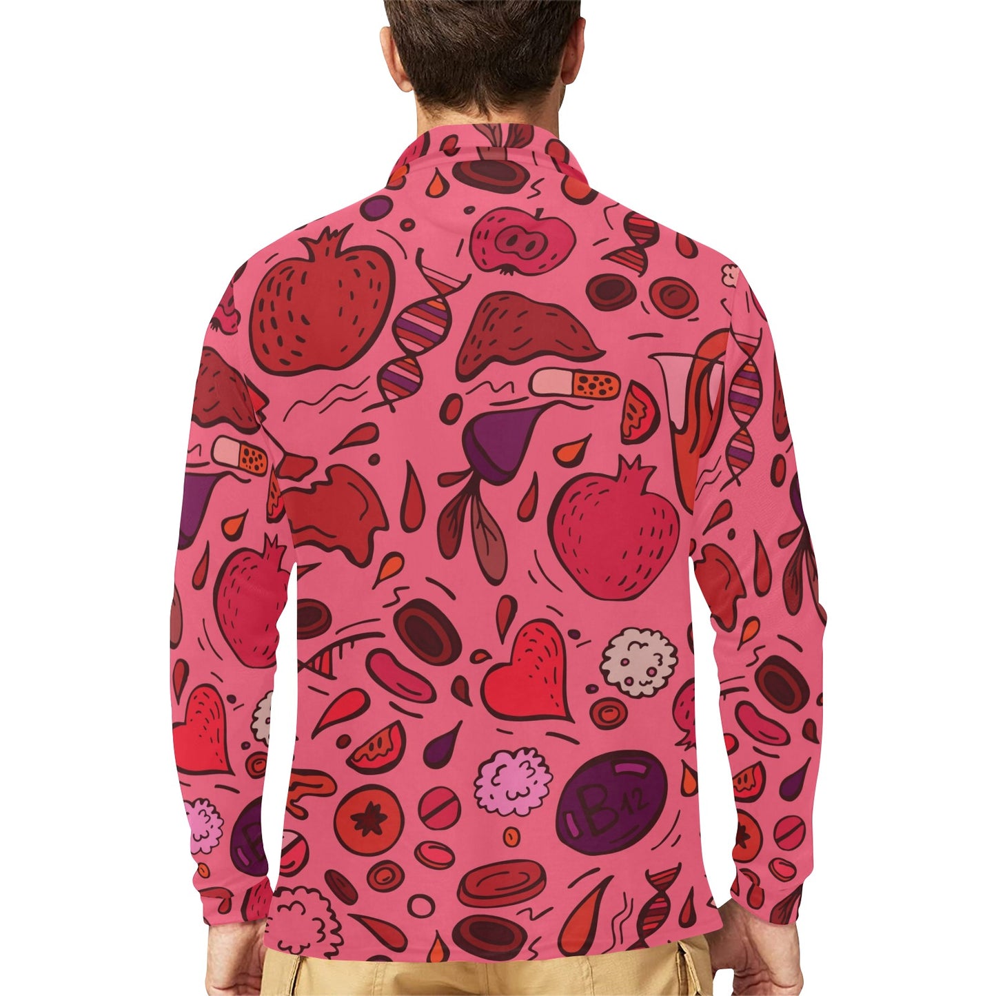 Phlebotomist Pattern Print Design A01 Long Sleeve Polo Shirt For Men's