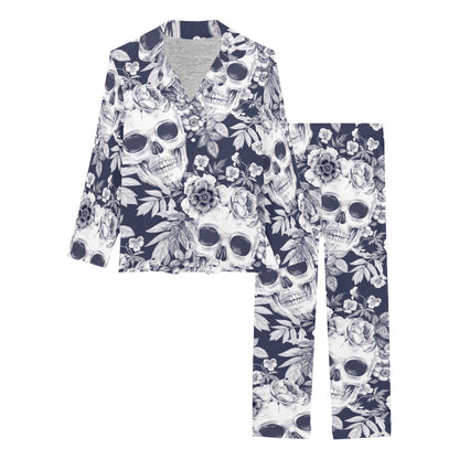 Skull Floral Beautiful Women's Long Pajama Set