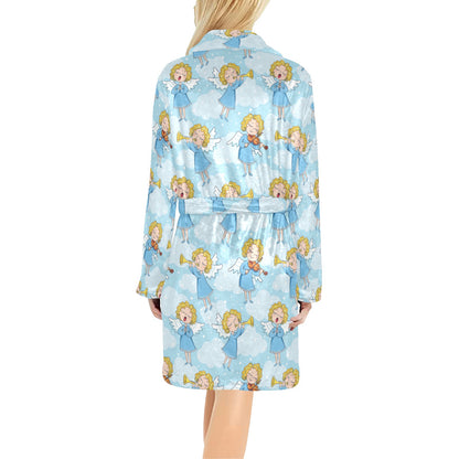Angel Musician Pattern Print Design 09 Women's Fleece Robe