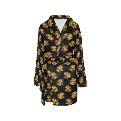 Tiger Head Print Design LKS306 Women's Fleece Robe