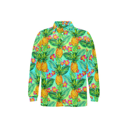 Pineapple Pattern Print Design PP010 Long Sleeve Polo Shirt For Men's