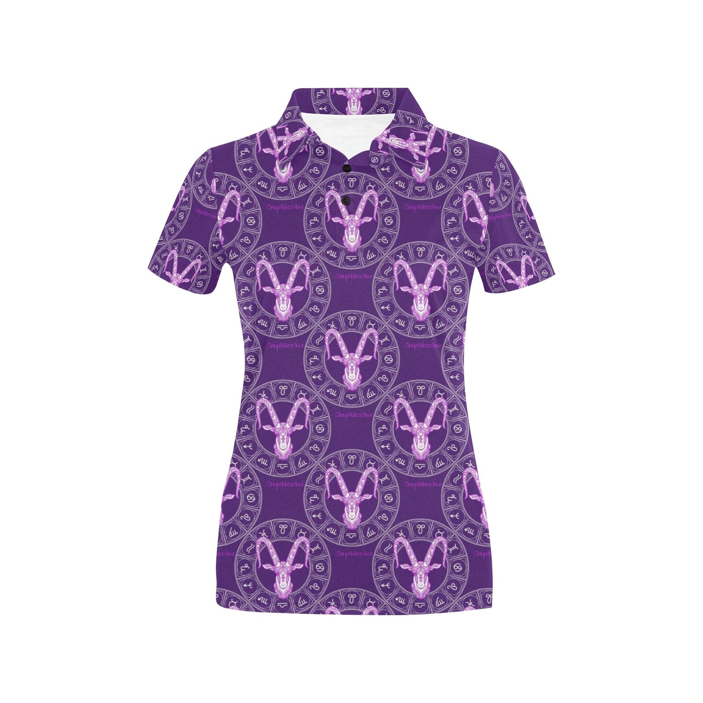 Capricorn Zodiac Pattern Print Design 04 Women's Polo Shirt