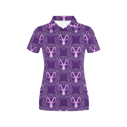 Capricorn Zodiac Pattern Print Design 04 Women's Polo Shirt