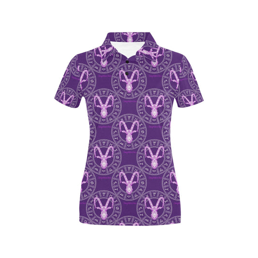 Capricorn Zodiac Pattern Print Design 04 Women's Polo Shirt