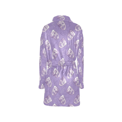 Acting Mask Pattern Print Design 05 Women's Fleece Robe