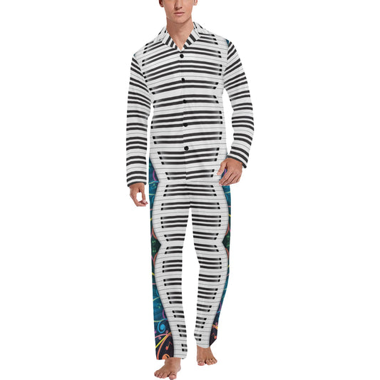 Piano Pattern Print Design 01 Men's Long Pajama Set
