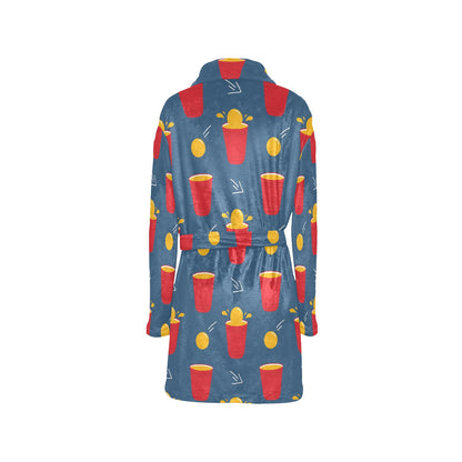 Beer Pong Pattern Print Design 02 Women's Fleece Robe