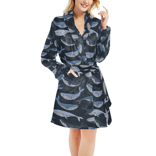 Whale Print Design LKS301 Women's Fleece Robe