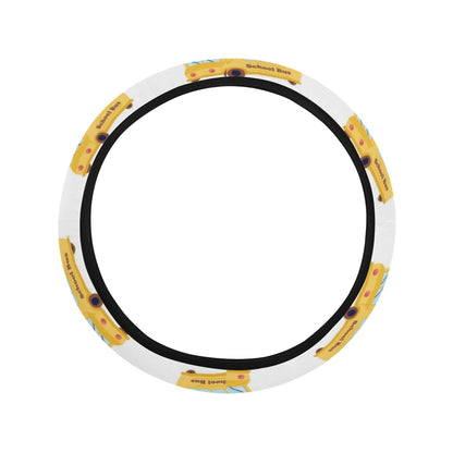School Bus Print Design LKS306 Steering Wheel Cover with Elastic Edge