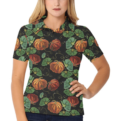 Pumpkin Pattern Print Design A02 Women's Polo Shirt