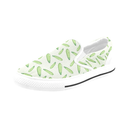 Zucchini Print Design LKS302 White Slip Ons Canvas Women's Shoes