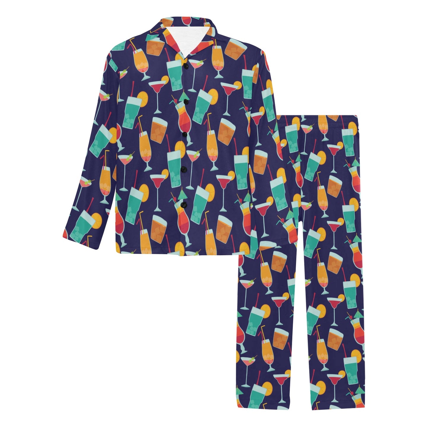 Cocktail Pattern Print Design 06 Men's Long Pajama Set