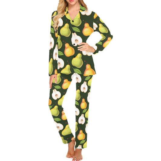 Pear Pattern Print Design PE06 Women's Long Pajama Set