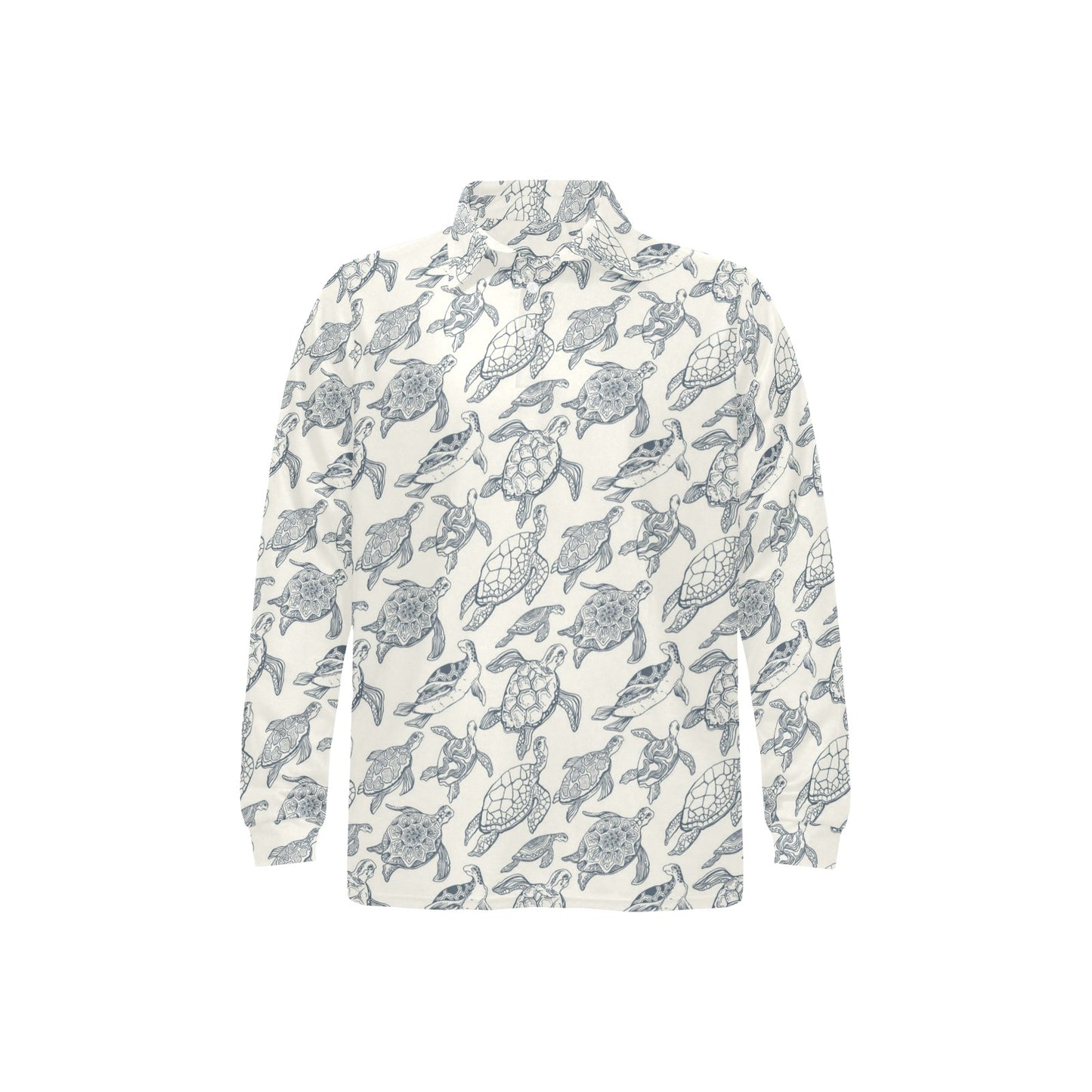 Sea Turtle Print Design LKS304 Long Sleeve Polo Shirt For Men's