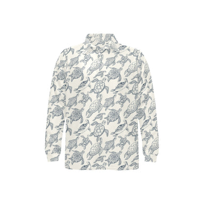 Sea Turtle Print Design LKS304 Long Sleeve Polo Shirt For Men's