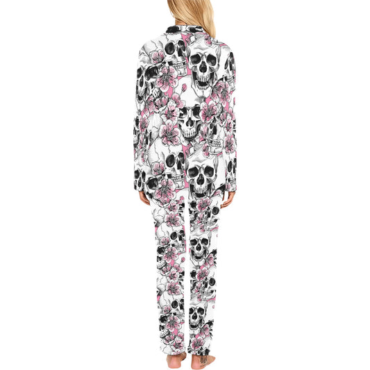 Cherry Blossom Pattern Print Design CB03 Women's Long Pajama Set