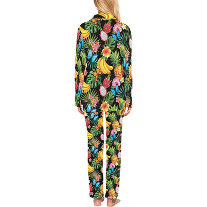 Tropical Fruits Pattern Print Design TF04 Women's Long Pajama Set