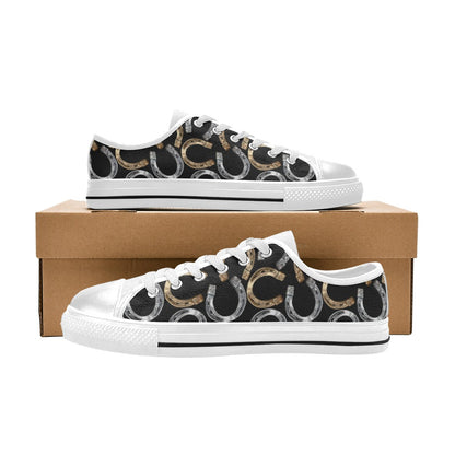 Horseshoe Print Design LKS305 Women's White Low Top Shoes