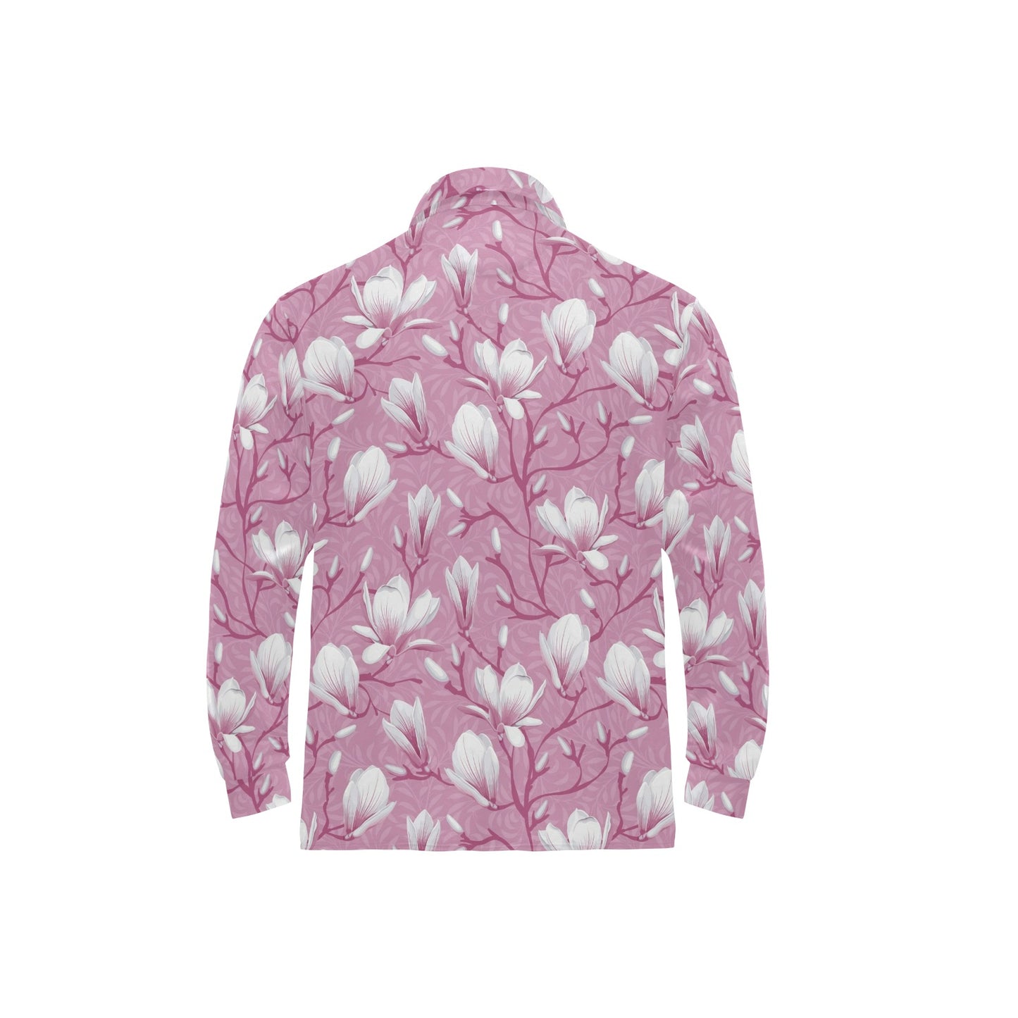 Magnolia Pattern Print Design MAG05 Long Sleeve Polo Shirt For Men's