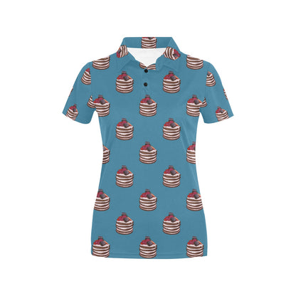 Pancake Pattern Print Design A03 Women's Polo Shirt