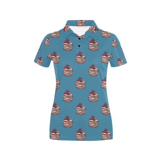 Pancake Pattern Print Design A03 Women's Polo Shirt