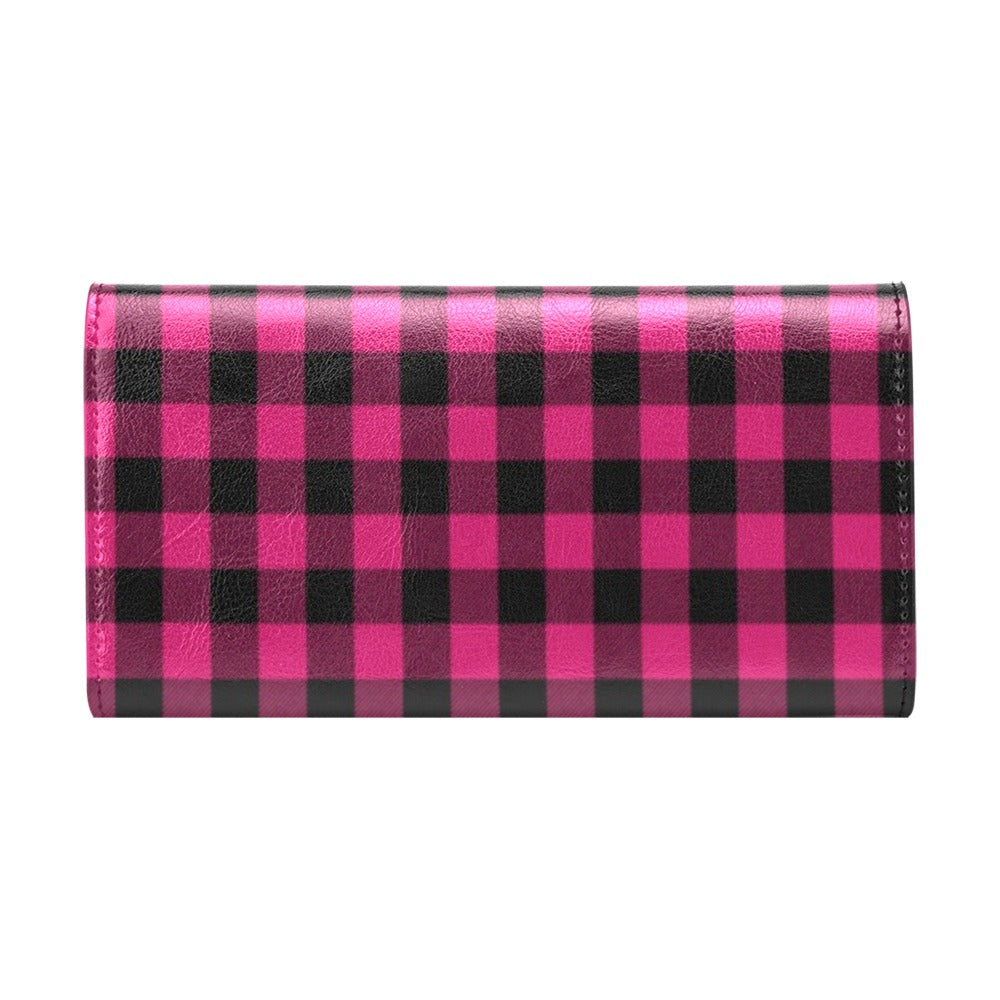 Pink Tartan Plaid Pattern Women's Trifold Wallet